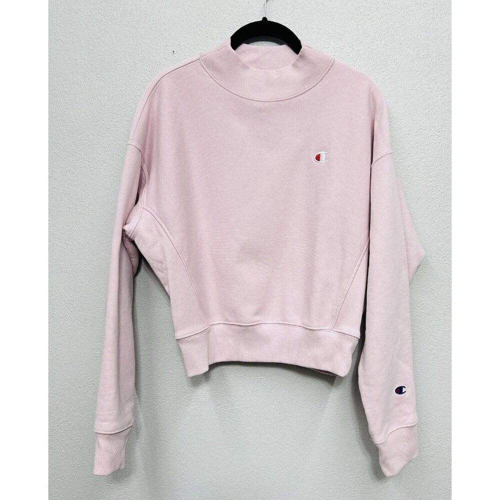 Champion Sweater Womans Sz Medium Reverse Weave Crop Top Sweatshirt Pink